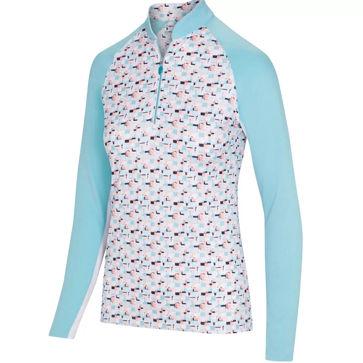 Discount Greg Norman Ladies Prism Print L/S Half Zip Golf Midlayer