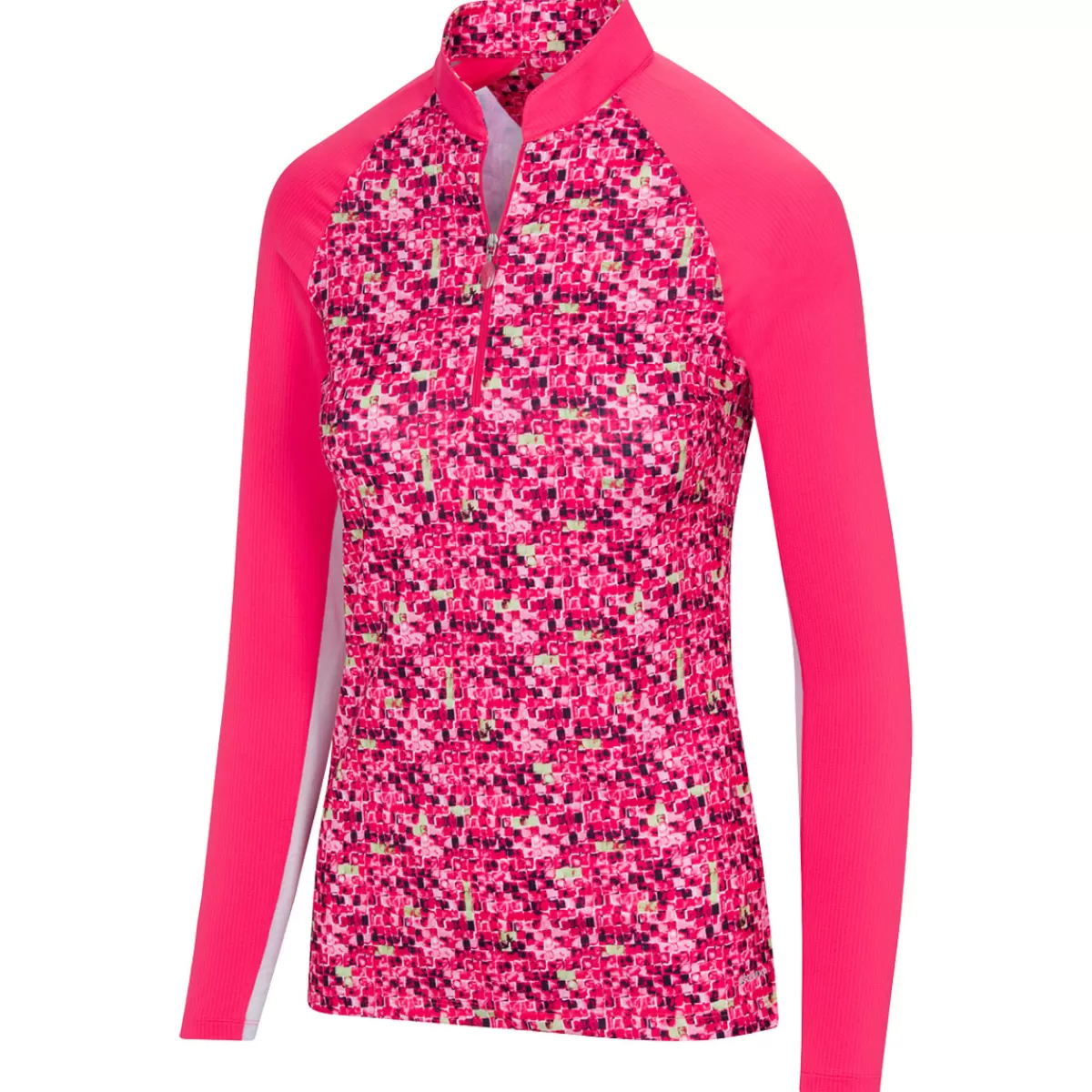 Shop Greg Norman Ladies Tile Print Quarter Zip Golf Mid Layer