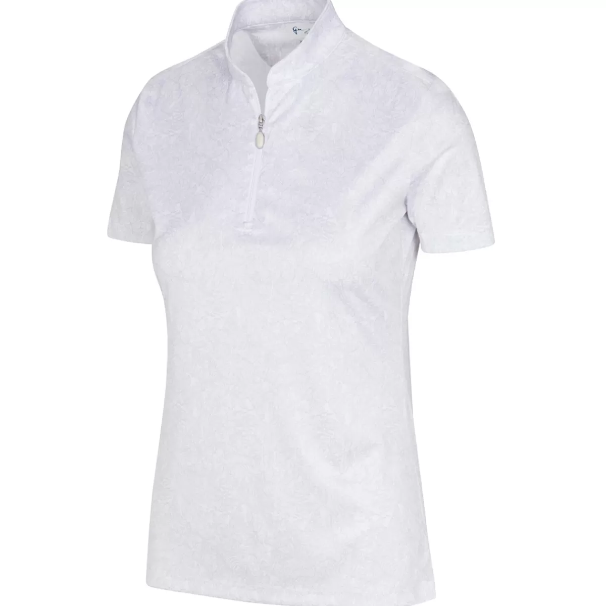 Shop Greg Norman Ladies Tropical Menagerie Zip Golf Polo Shirt