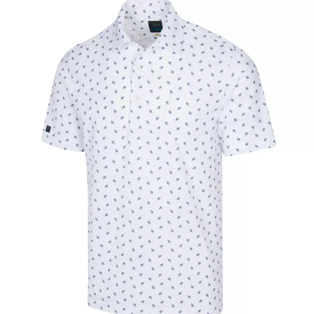 Store Greg Norman Men's Butterfly Fish Golf Polo Shirt White