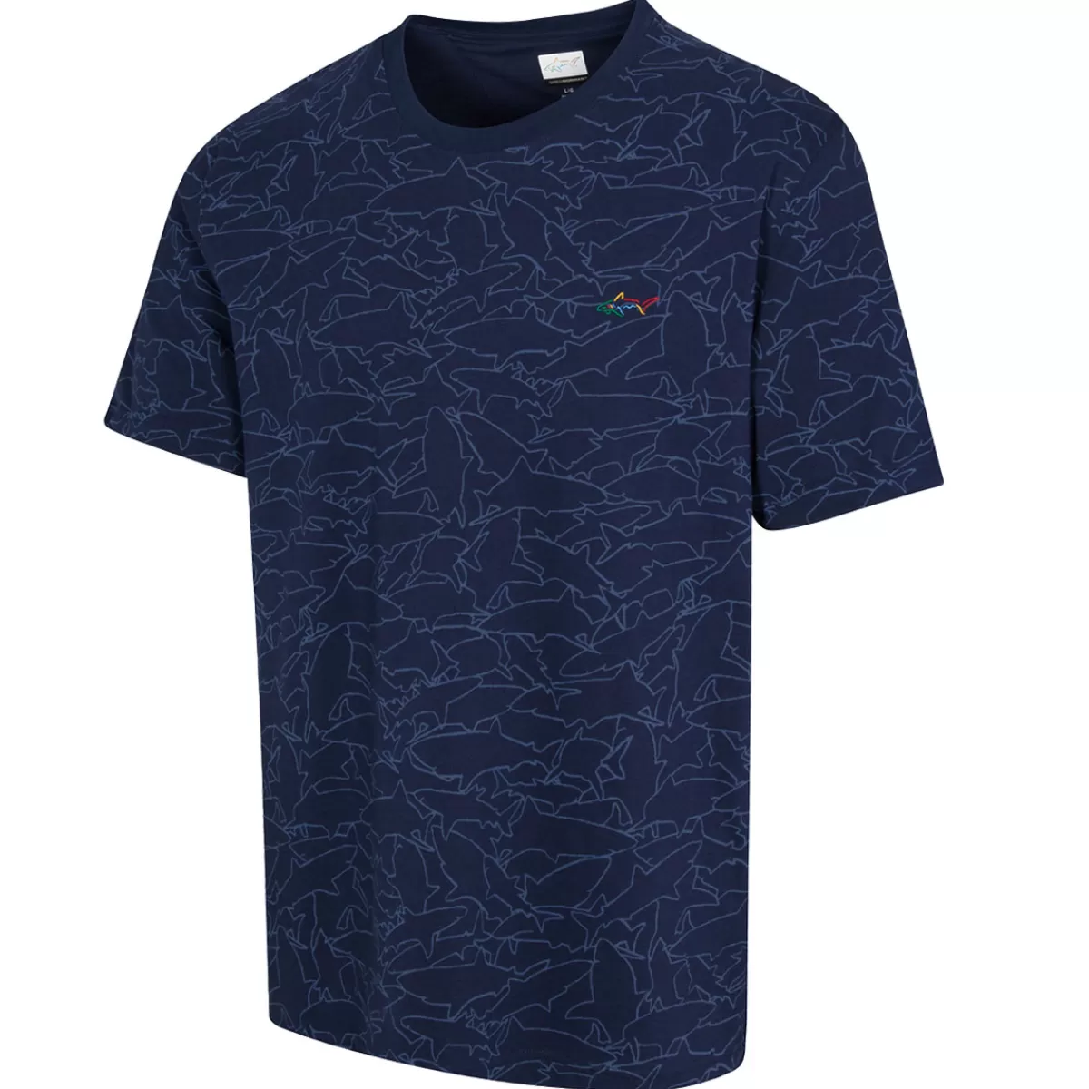 Clearance Men's Shark Print Cotton Golf T-Shirt Men Men's Golf T-Shirts