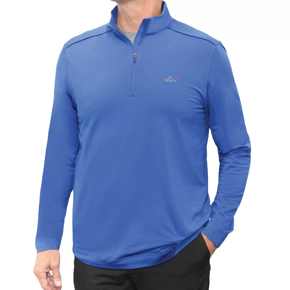 Online Men's Tech Solid Microfleece Half Zip Golf Midlayer Men Men's Golf Sweaters