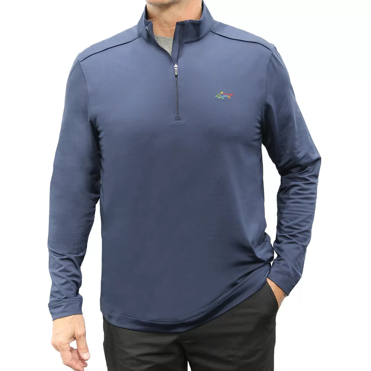 Online Men's Tech Solid Microfleece Half Zip Golf Midlayer Men Men's Golf Sweaters