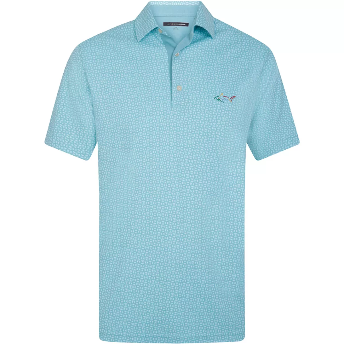 Cheap Greg Norman Men's Triangle Stretch Golf Polo Shirt Aqua Water