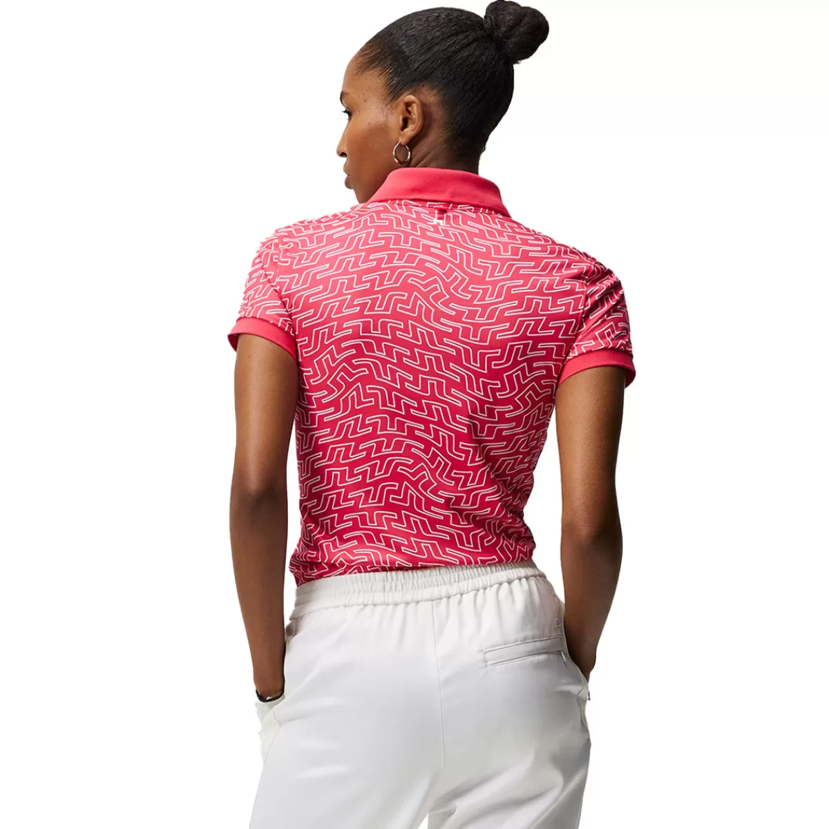 Hot J Lindeberg J.Lindeberg Ladies Tour Tech Print Golf Polo Shirt Azalea