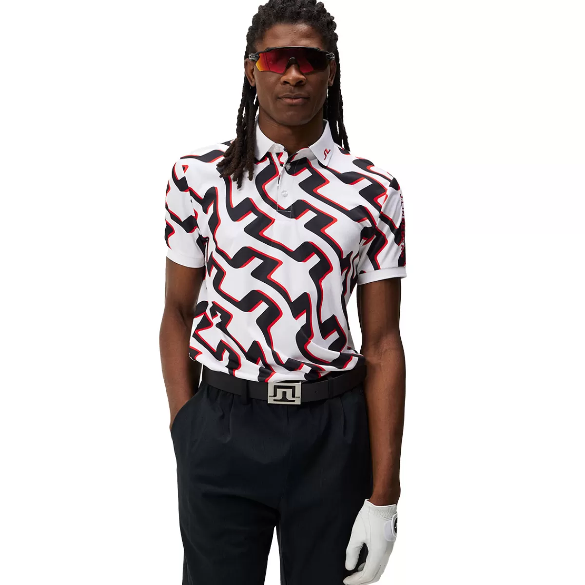 Best J.Lindeberg Men's Tour Tech Print Golf Polo Shirt Men Men's Golf Polo Shirts