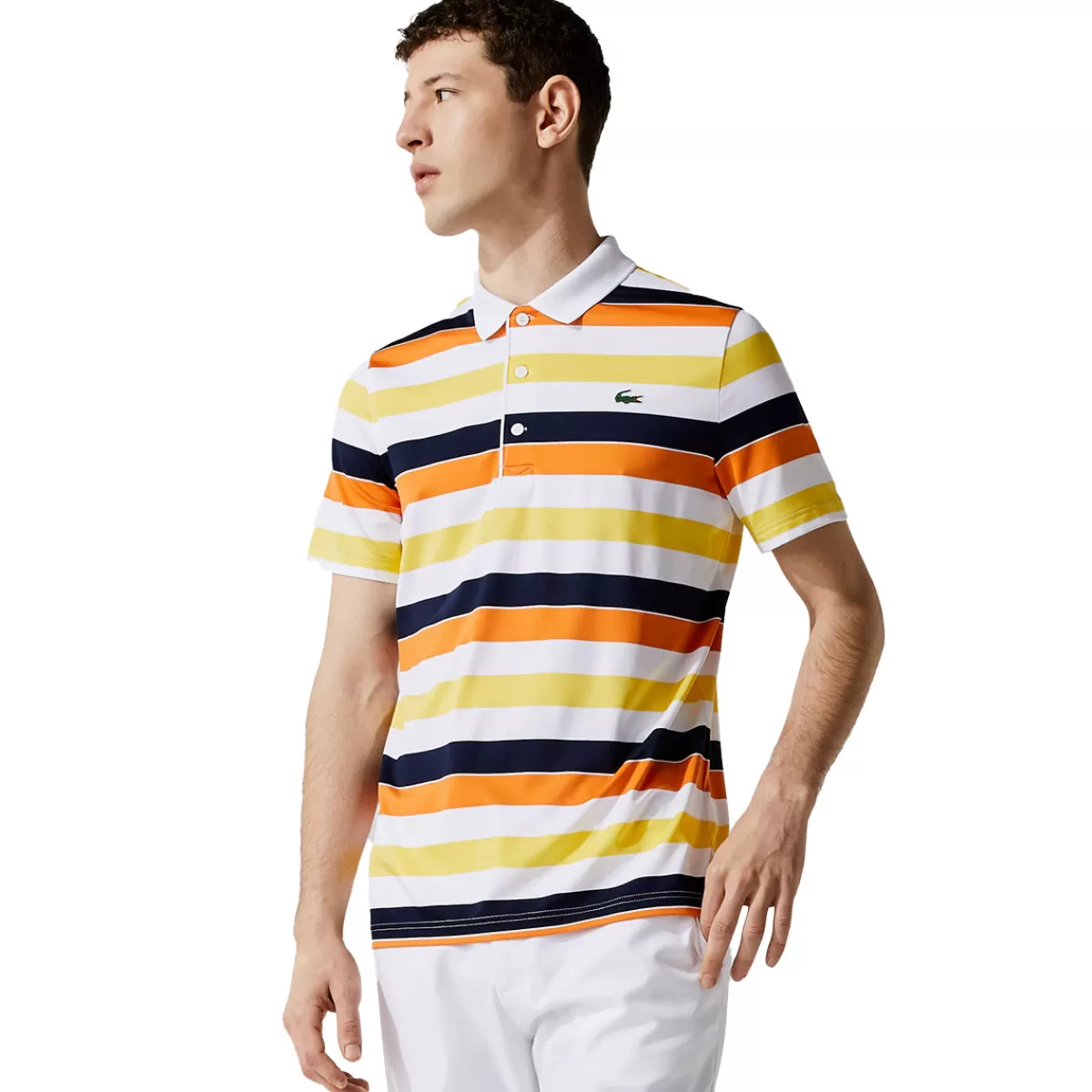 Discount Men's Sport Breathable Striped Stretch Golf Polo Shirt Men Men's Golf Polo Shirts