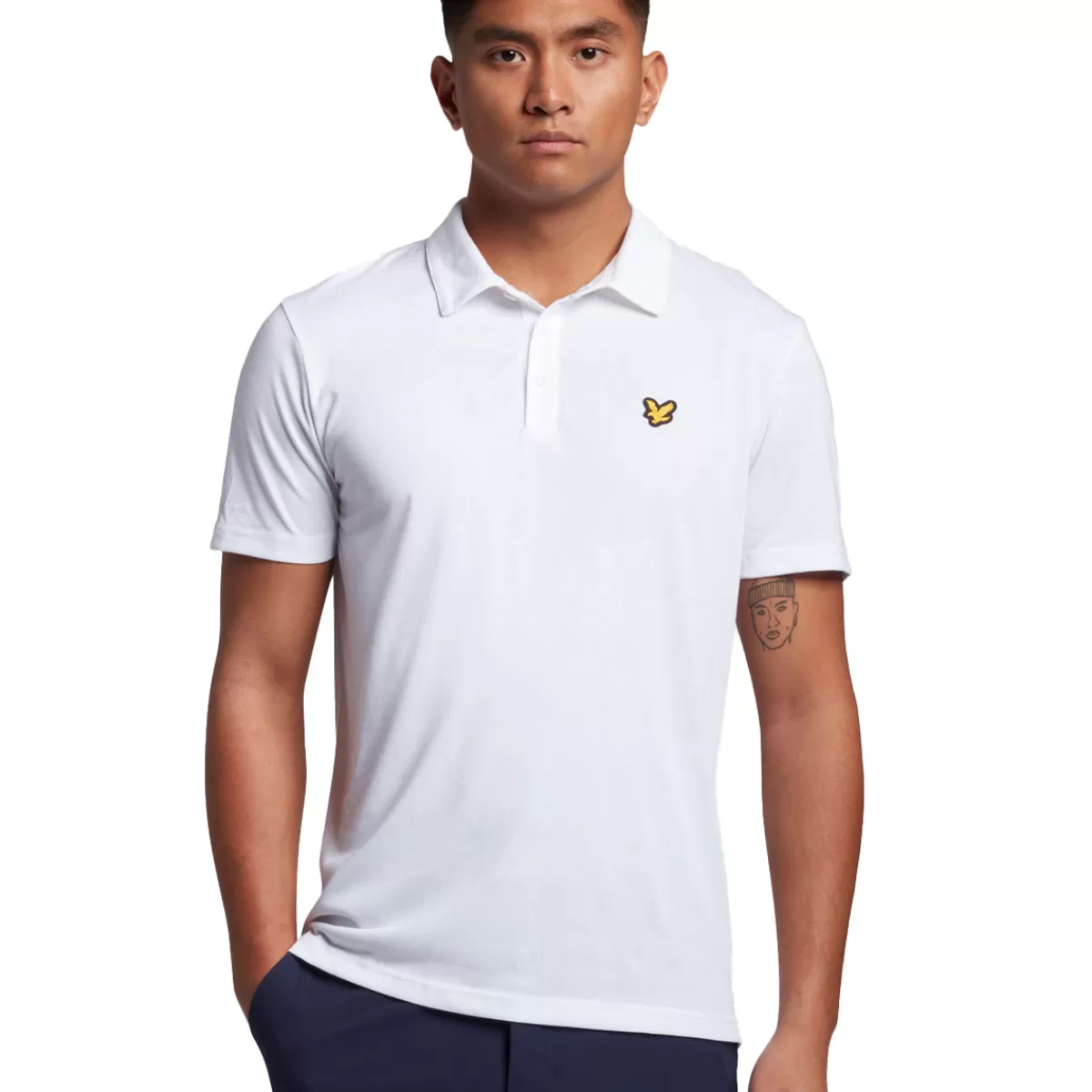 New Lyle & Scott Men's Jacquard Golf Polo Shirt White