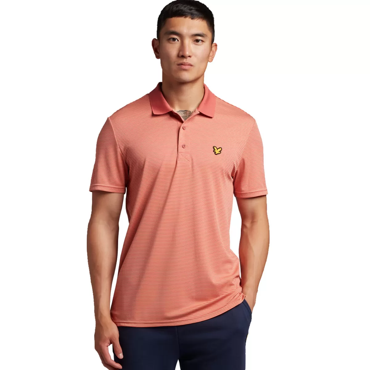 Hot Lyle & Scott Men's Microstripe Golf Polo Shirt Shrimp/Warm Rose