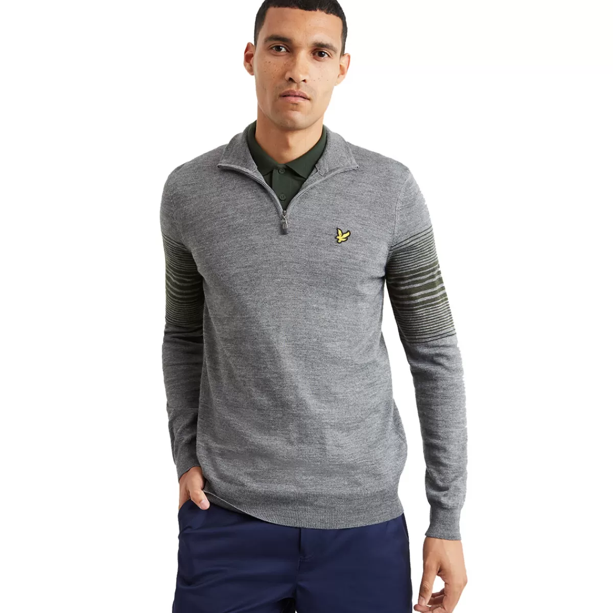 Best Sale Men's Stripe Half Zip Golf Sweater Men Men's Golf Sweaters
