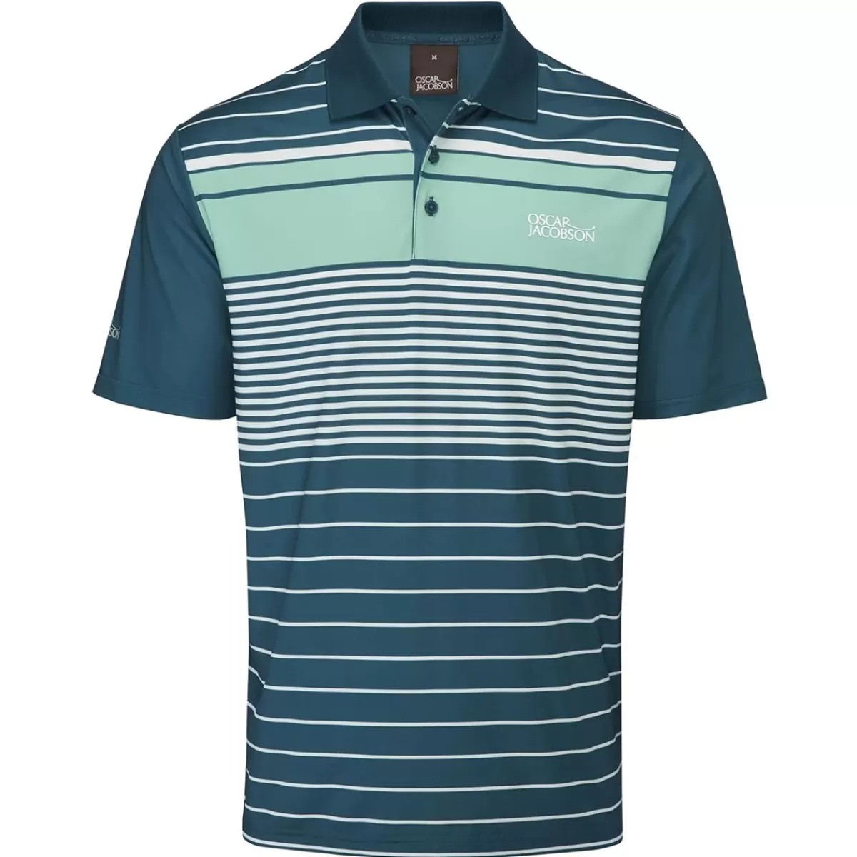 Discount Oscar Jacobson Men's Croft Stretch Golf Polo Shirt Aqua/White