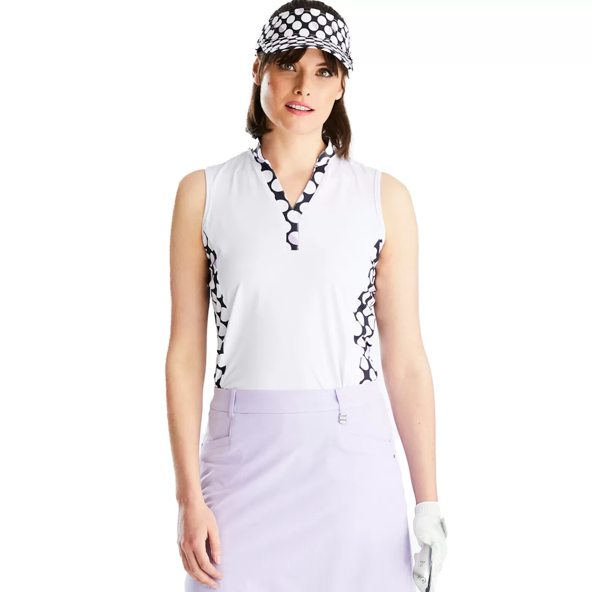 Flash Sale Ping Ladies Bardot Sleeveless Golf Polo Shirt White