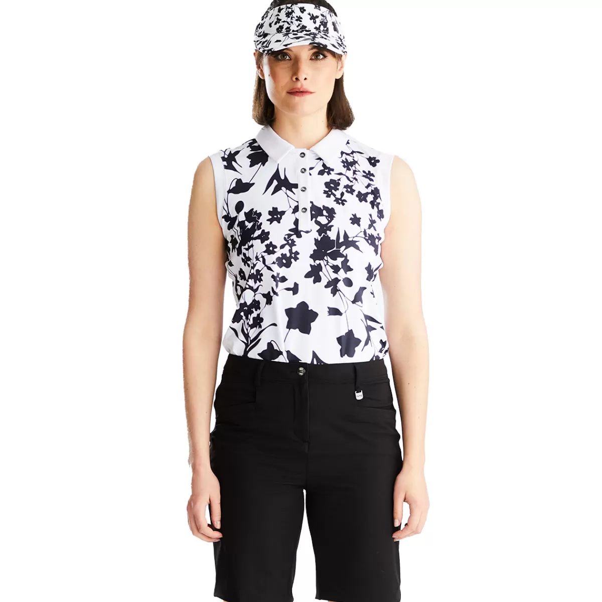 Shop Ping Ladies Purdy Flowers Sleeveless Golf Polo Shirt White