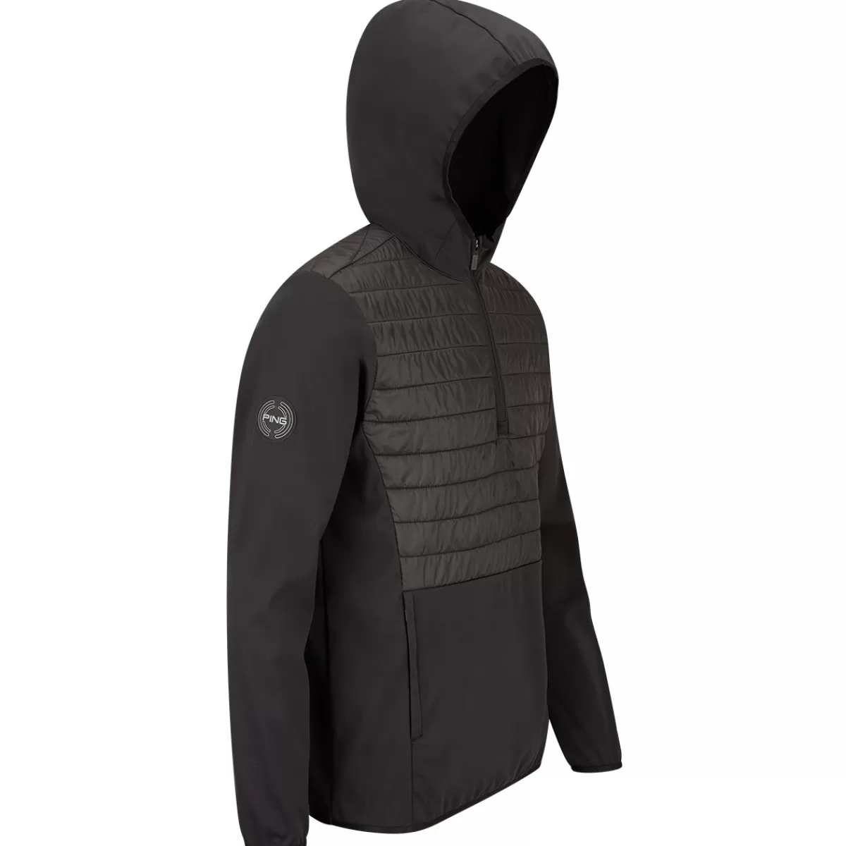Best Sale Ping Men's Norse S5 Zoned Hooded Half Zip Golf Jacket Black