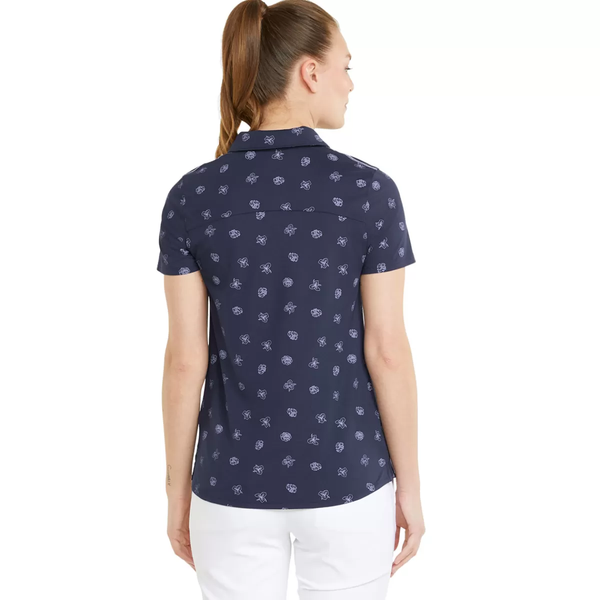 Fashion PUMA Golf Puma Ladies Cloudspun Garden Stretch Golf Polo Shirt Navy Blazer/Bright White