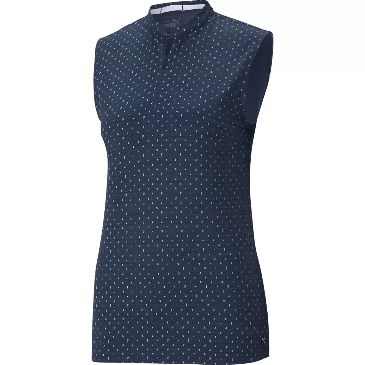Cheap PUMA Golf Puma Ladies Cloudspun Polka Sleeveless Stretch Golf Polo Shirt Navy Blazer/Bright White