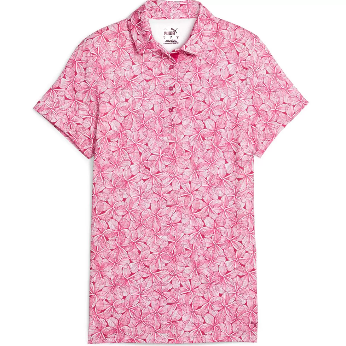 Discount PUMA Golf Puma Ladies Mattr Plumeria Golf Polo Shirt White/Pink