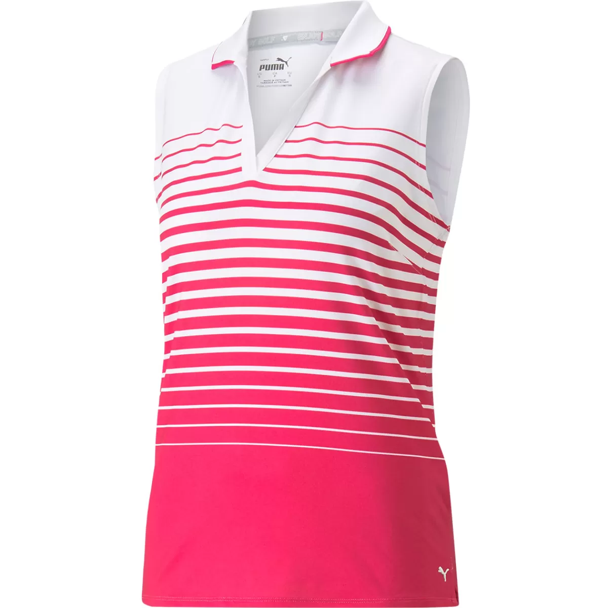 Sale PUMA Golf Puma Ladies Mattr Stripe Sleeveless Golf Polo Shirt Orchid Shadow