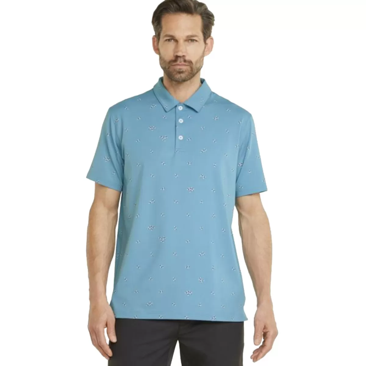 Cheap PUMA Golf Puma Men's Mattr Foliage Golf Polo Shirt Dusty Aqua/Purple/Charcoal