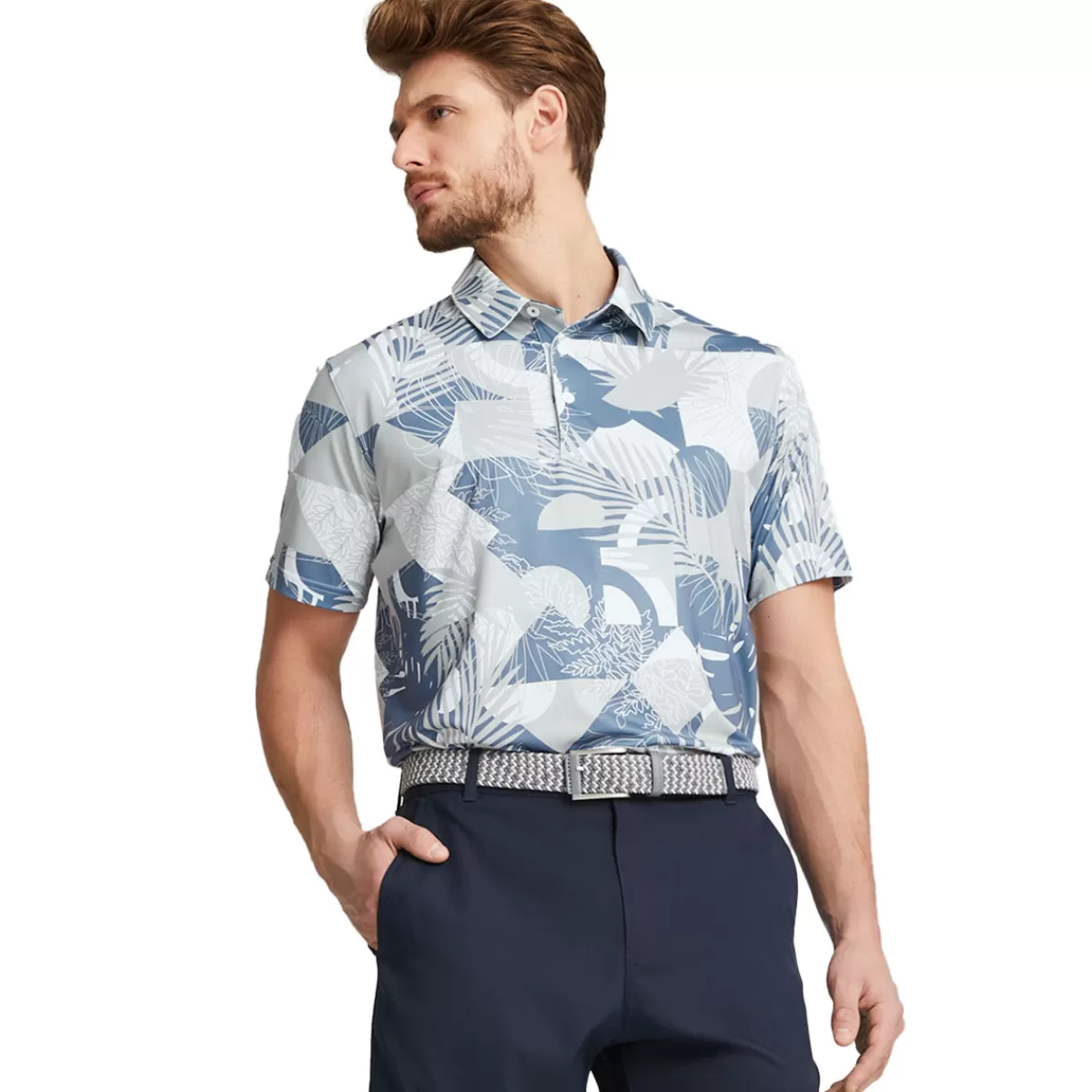 Flash Sale PUMA Golf Puma Men's Mattr Geo Golf Polo Shirt Evening Sky/Navy Blazer