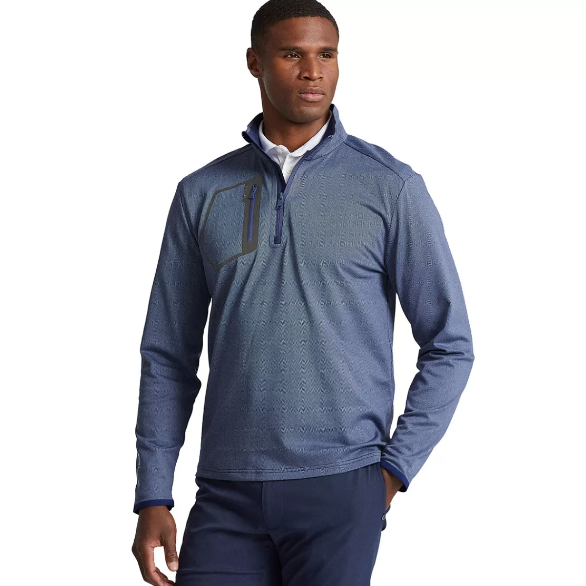 Cheap Men's Classic Fit Luxury Jersey Half Zip Golf Midlayer Men Men's Golf Sweaters