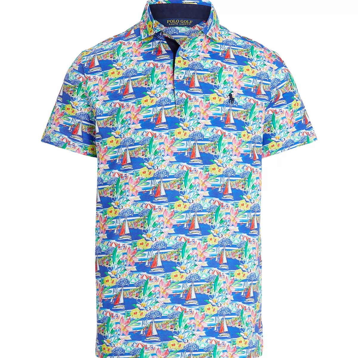 Shop Men's Custom Slim Fit Riviera Print Jersey Golf Polo Shirt Men Men's Golf Polo Shirts