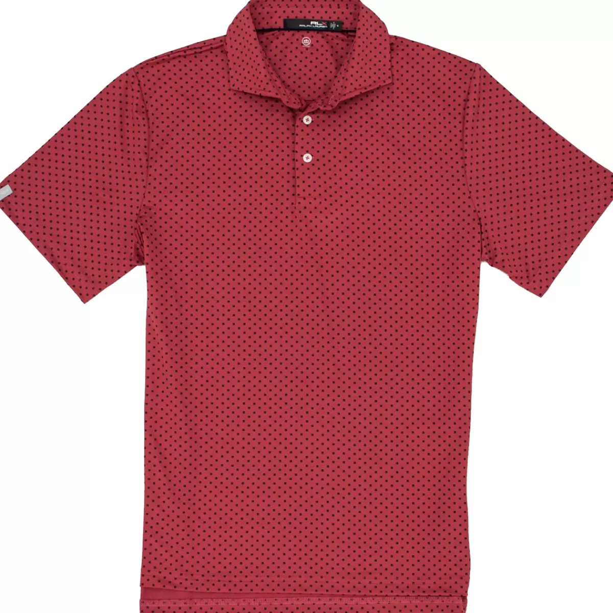 Cheap Ralph Lauren Men's Knit Short Sleeve Stretch Golf Polo Shirt Sunrise Red/Square Dot