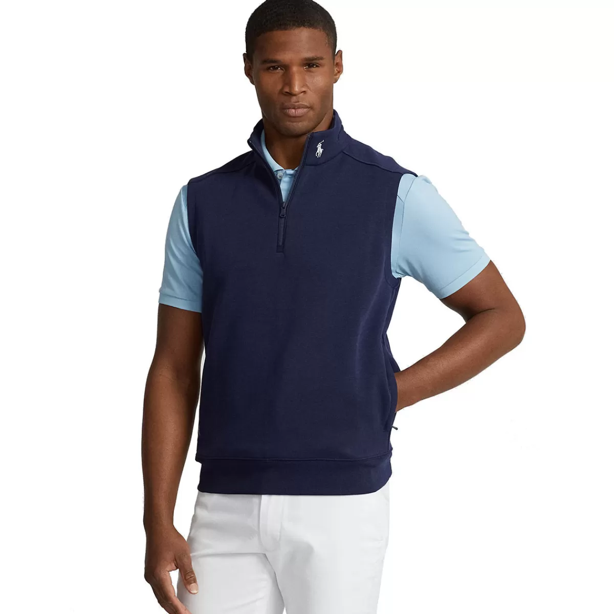 Best Sale Men's Rlx Double-Knit Quarter Zip Golf Gilet Men Men's Golf Sweaters