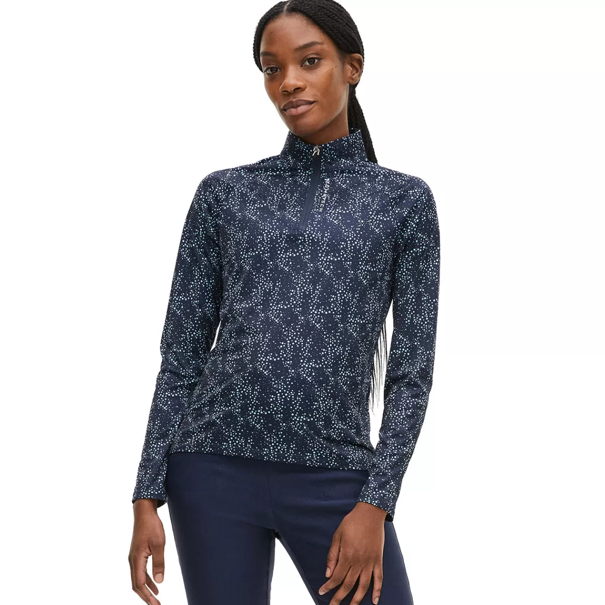 Flash Sale Röhnisch Rohnisch Ladies Addy Print Long Sleeve Golf Mid Layer Space Dot Navy