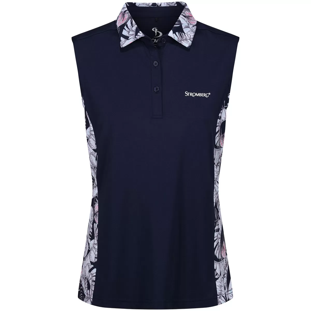 Outlet Stromberg Ladies Leaf Print Sleeveless Stretch Golf Polo Shirt