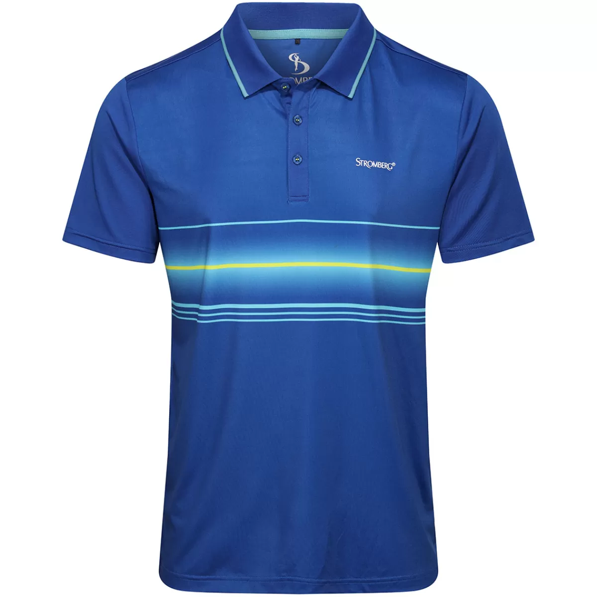 Best Sale Stromberg Men's Chest Band Stretch Golf Polo Shirt True Blue/Sulphur