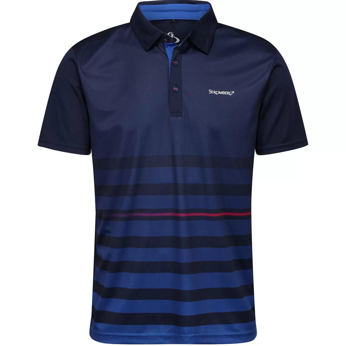 New Stromberg Men's Erebus Stripe Stretch Golf Polo Shirt Peacoat/True Blue