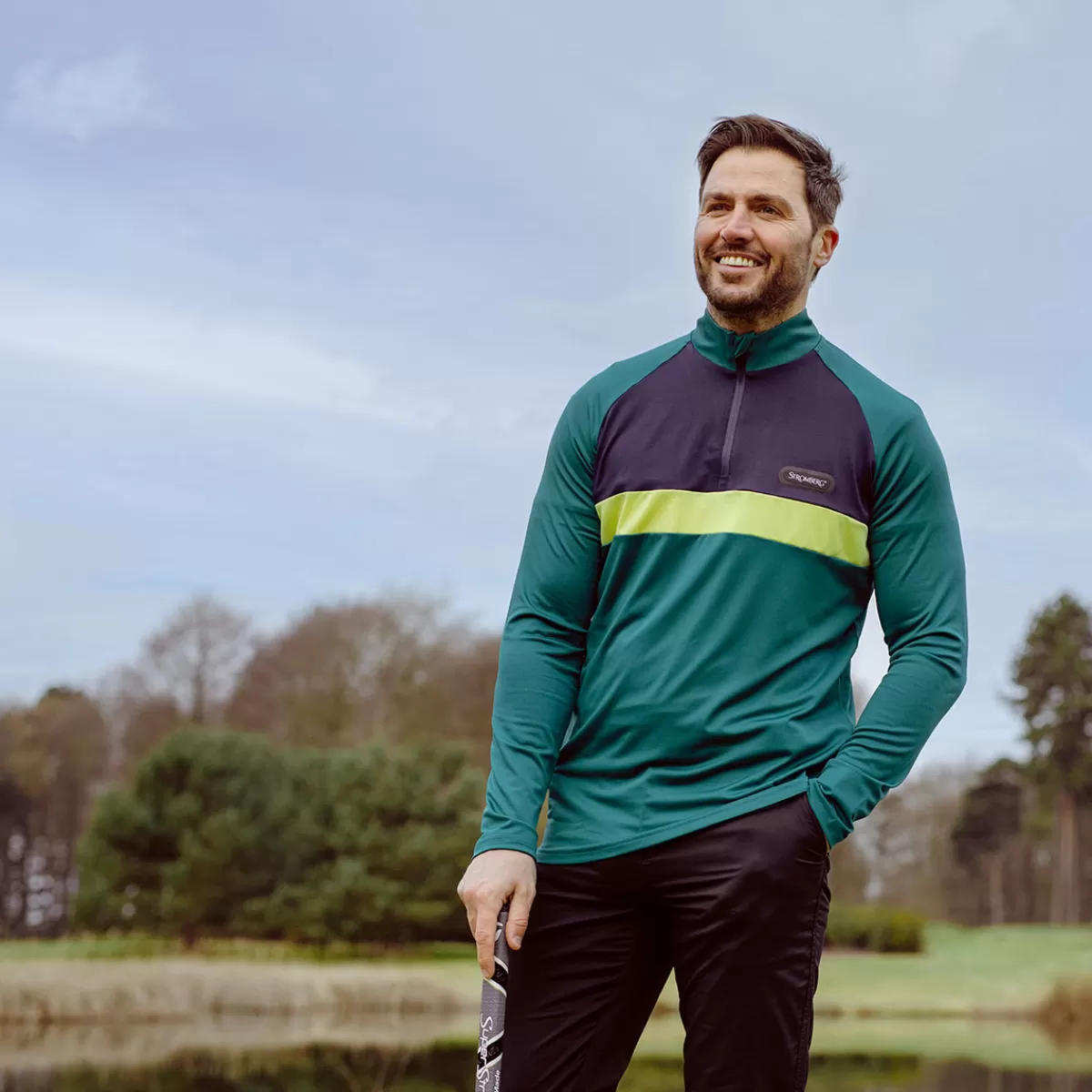 Online Men's Rowe Half Zip Golf Mid Layer Men Men's Golf Sweaters