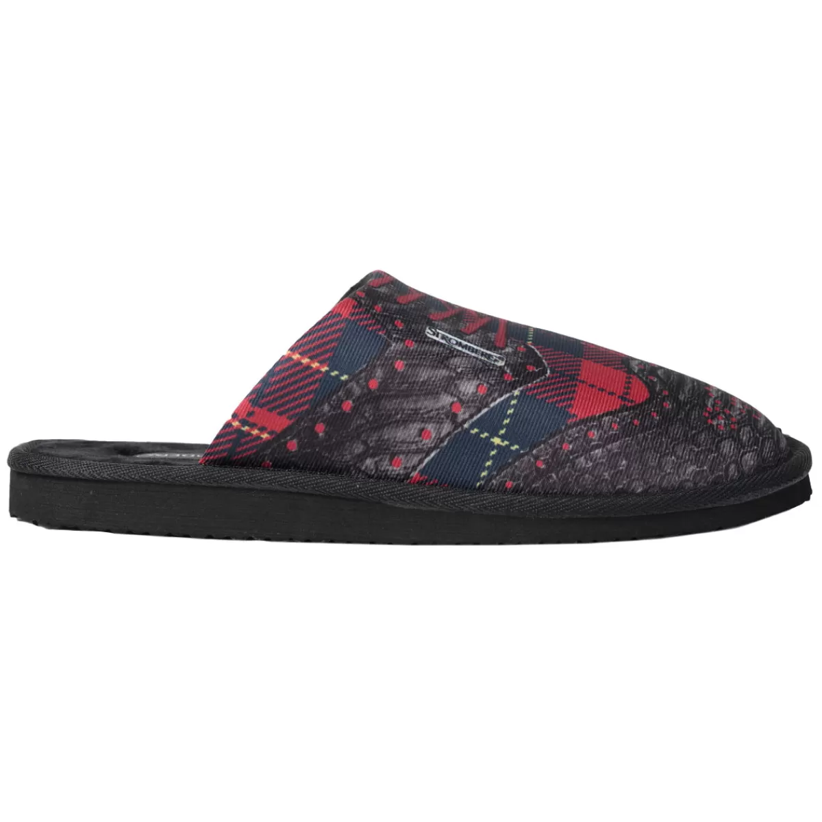Shop Stromberg Men's Tartan Mule Golf Slippers Black/Grey/Red