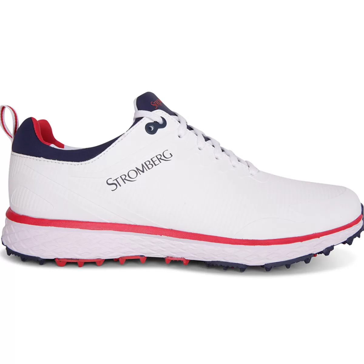 Discount Stromberg Men's Tempo Waterproof Spikeless Golf Shoes White/Red/Navy