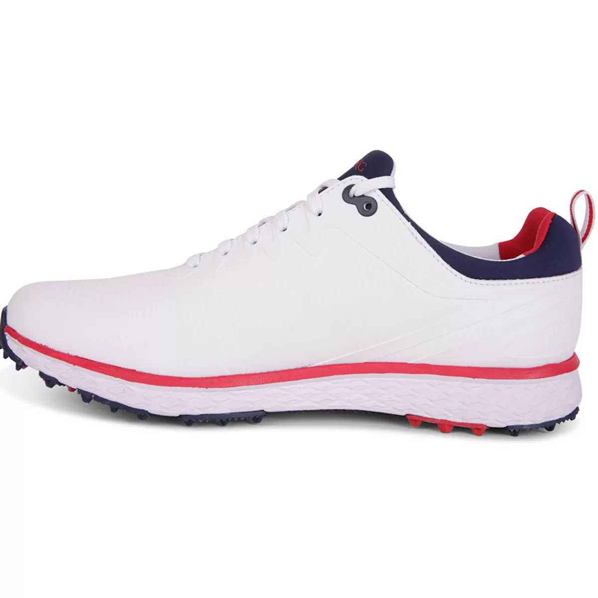 Discount Stromberg Men's Tempo Waterproof Spikeless Golf Shoes White/Red/Navy