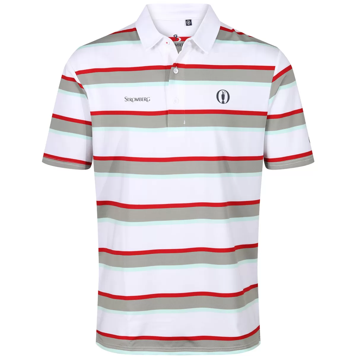 Cheap Stromberg Men's The Open Neil Stripe Golf Polo Shirt White/Limestone