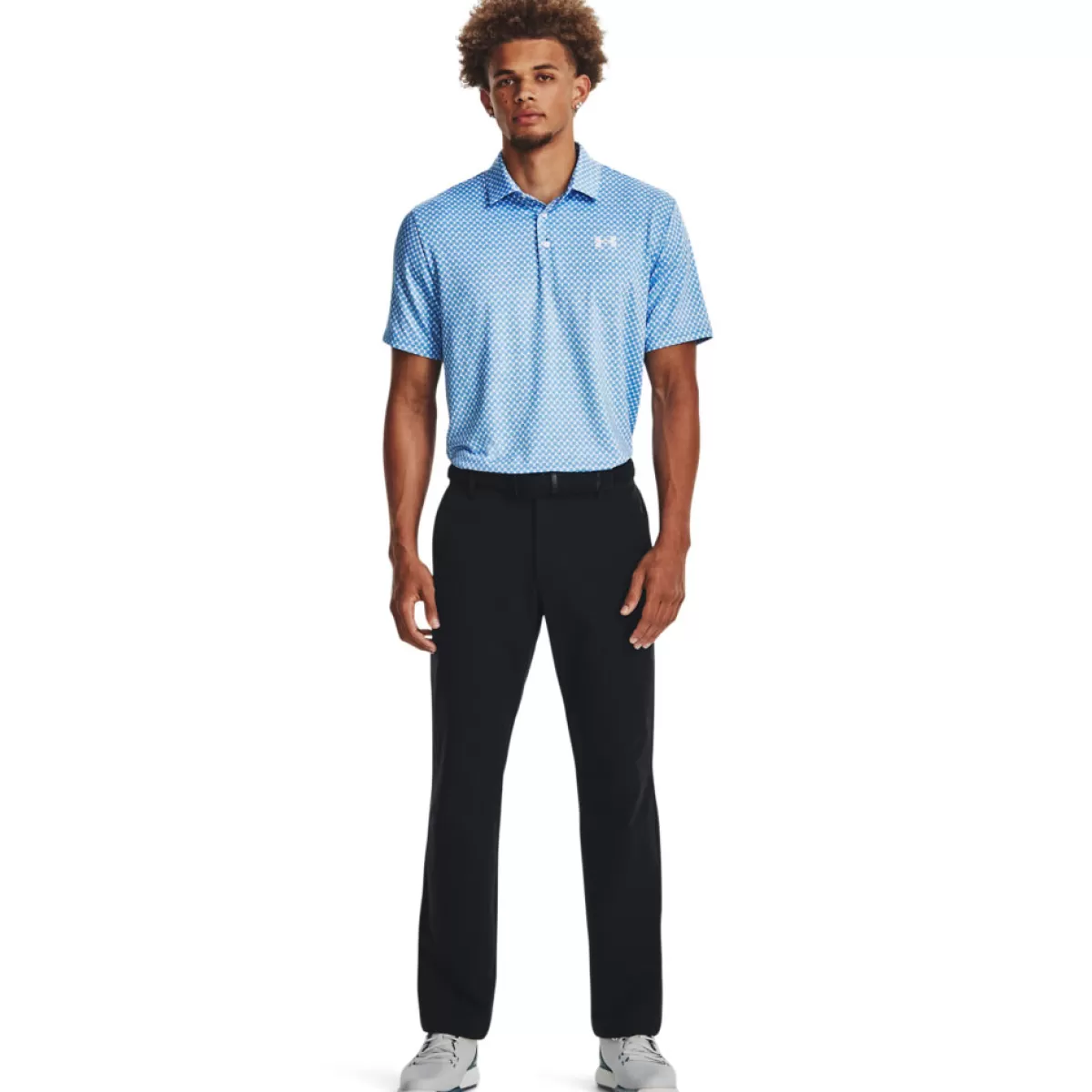 Cheap Under Armour Men's Playoff 3.0 Balloon Printed Golf Polo Shirt White/Cosmic Blue/White
