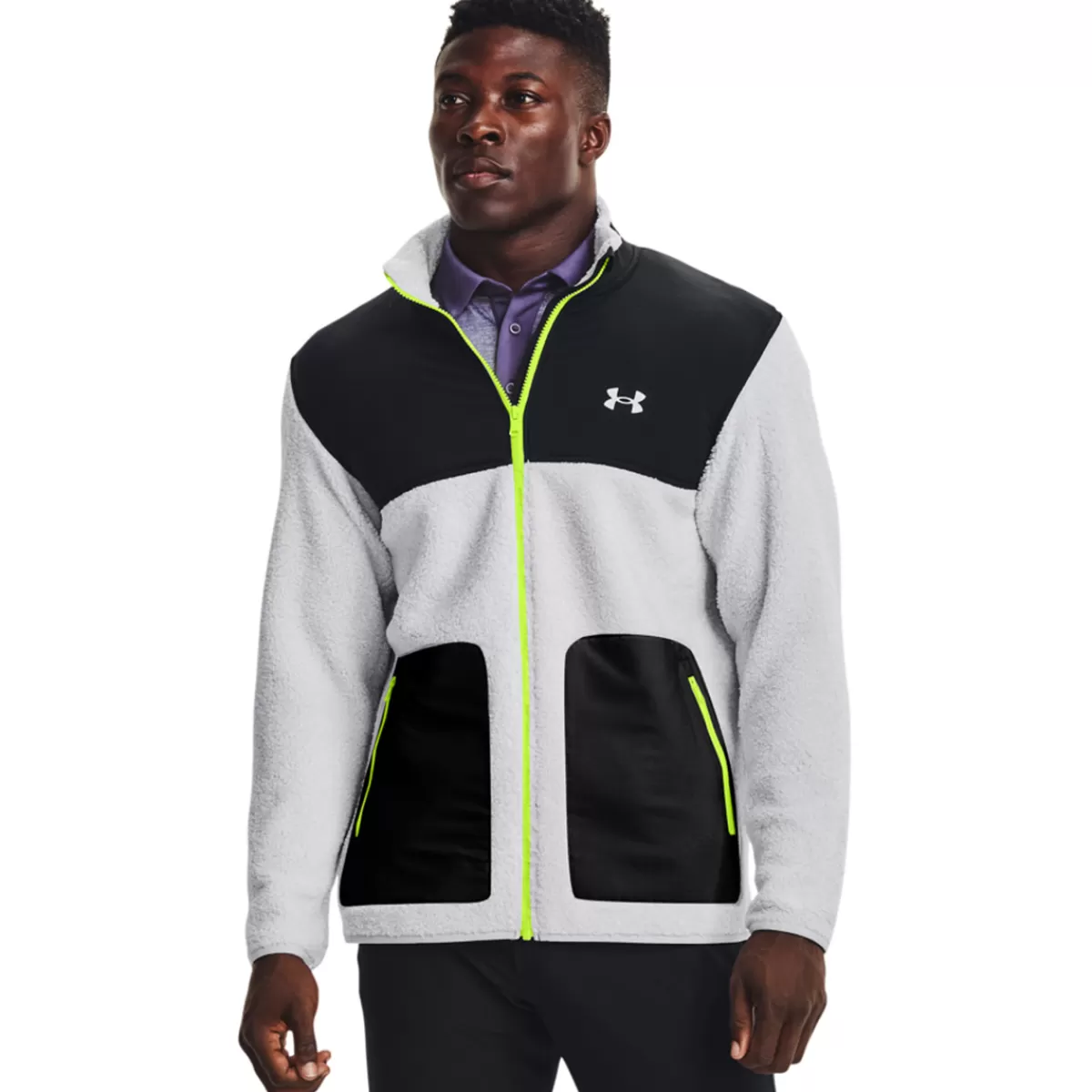 Hot Men's Sweaterfleece Pile Full Zip Golf Midlayer Men Men's Golf Jackets