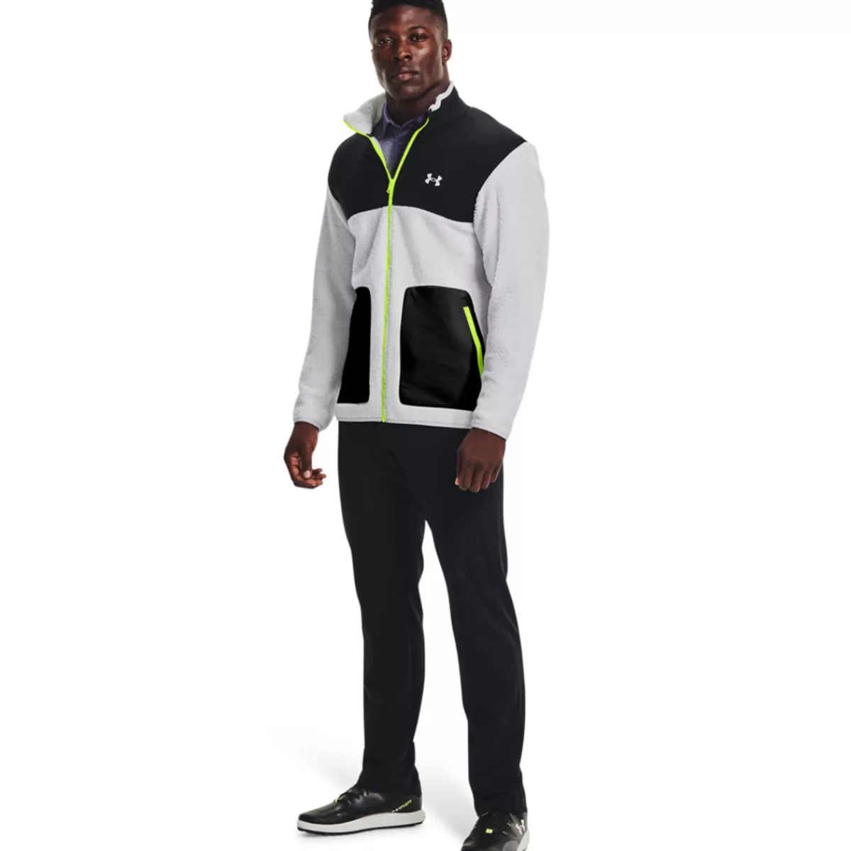 Online Under Armour Men's Sweaterfleece Pile Full Zip Golf Midlayer Halo Gray/Black